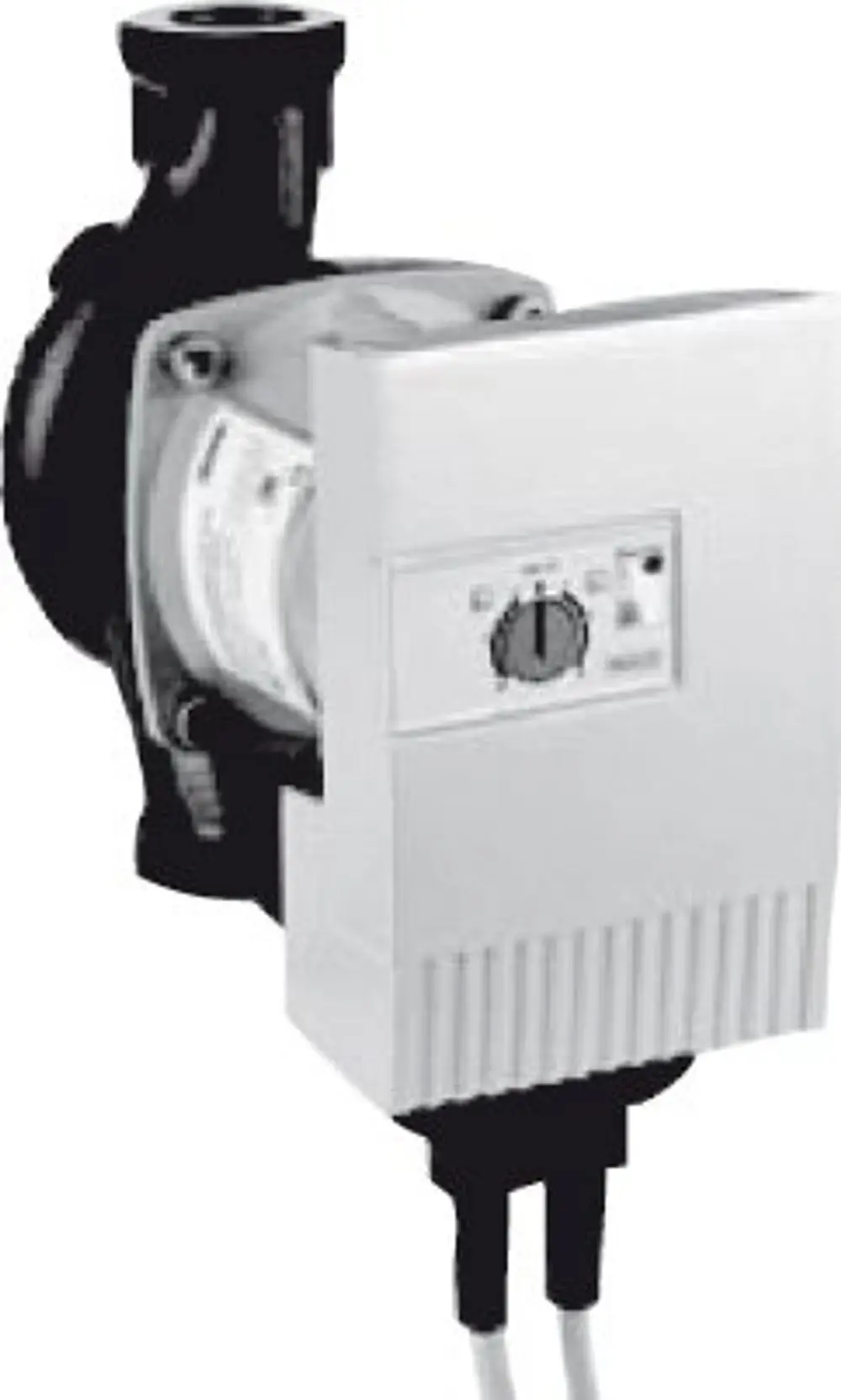 Bosch Pumpe in kompaktem Design mit schwarzem Gehäuse und weißem Steuergerät. Anwendungsbereich möglicherweise sanitäre Installationen. Anschlüsse sind nicht deutlich sichtbar.